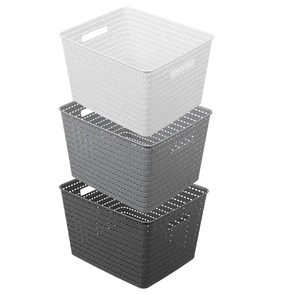 3x Boxsweden Woven Baskets 35cm Home Office Storage Organiser Container Assort.