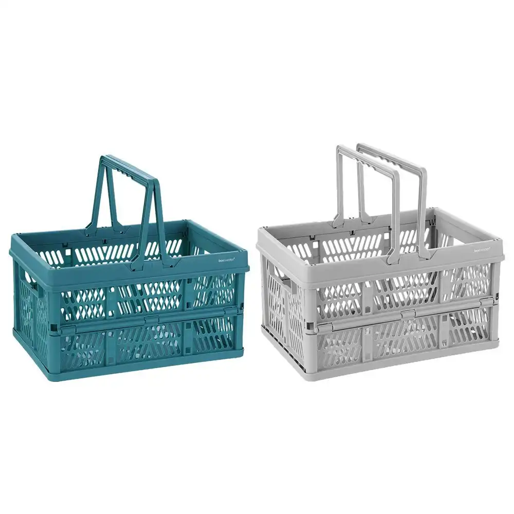 2pc Boxsweden 44cm Folding Storage Carry Basket/Container Organisation Assorted