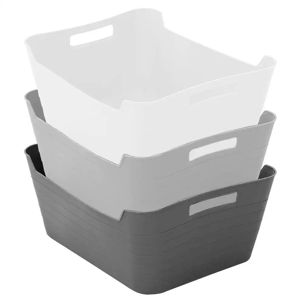 3x Boxsweden Flexi Large 36.5cm Storage Basket Home Organiser Container Assort