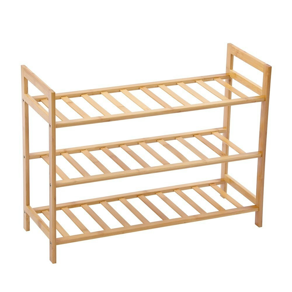 Boxsweden 67x51cm 3-Tier Wooden Bamboo Shoes/Heels/Sneaker Rack Organiser/Stand