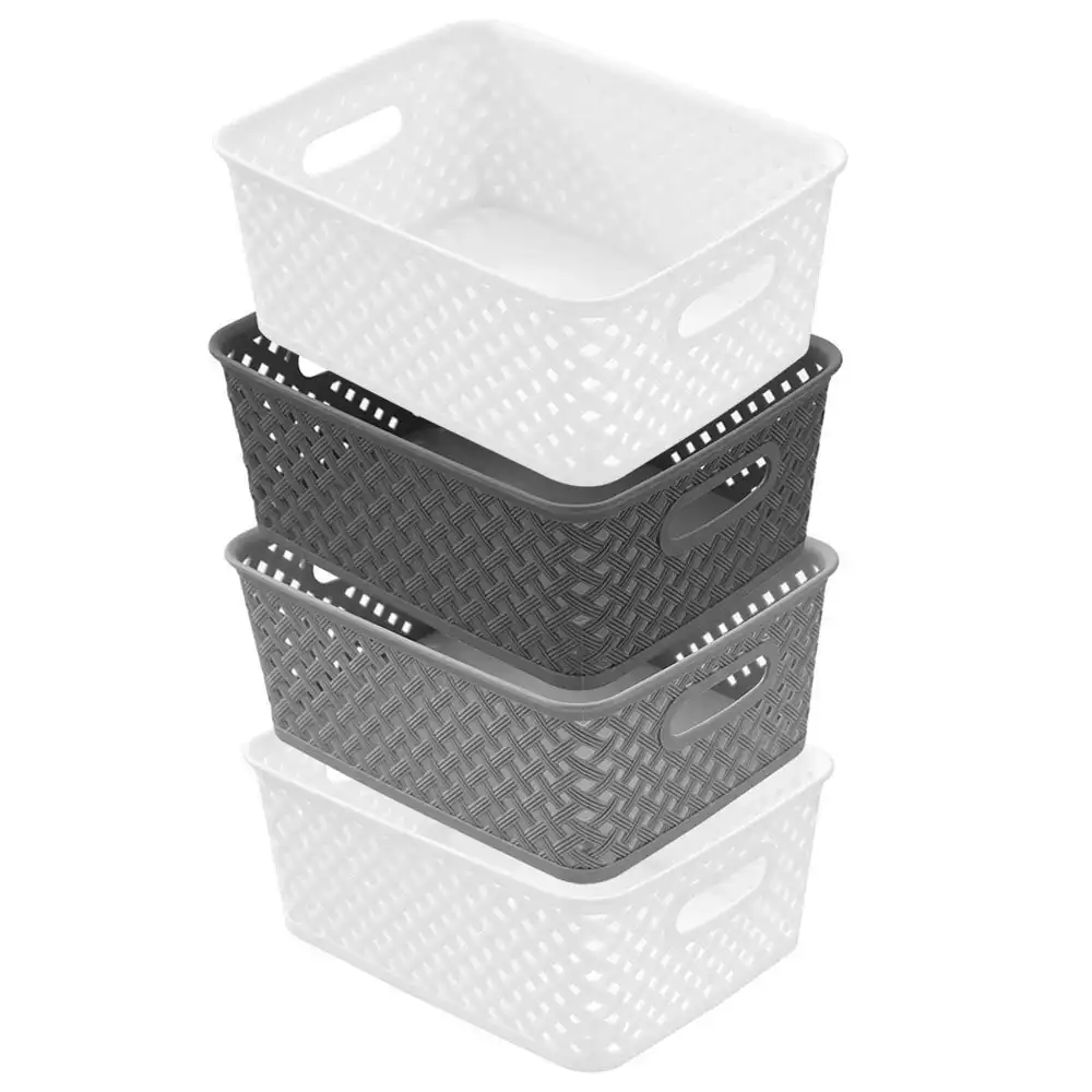 4x Boxsweden 25.5cm Weave Basket Cleaning Storage Organiser Container S Assort