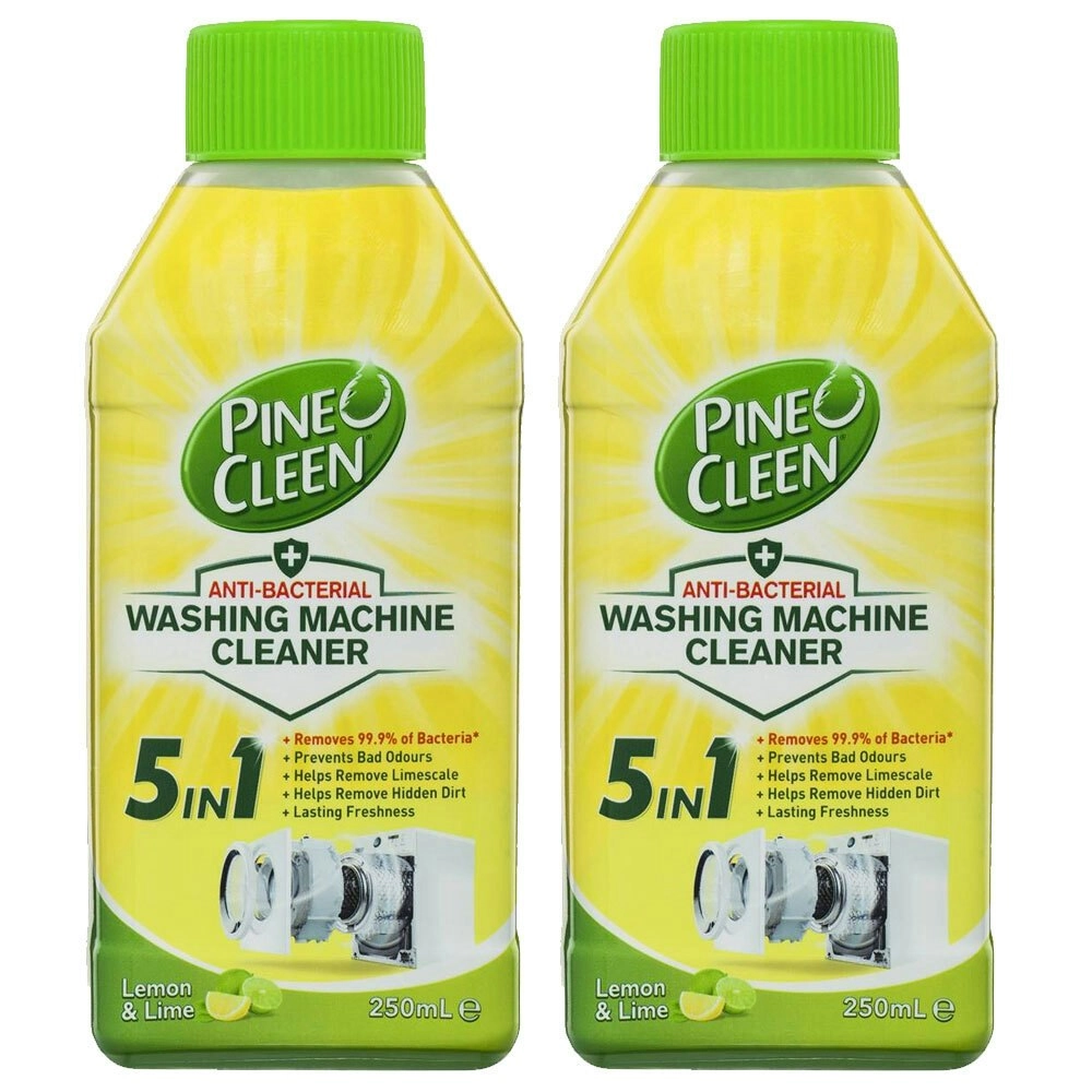 2x Pine O Cleen 250ml Anti-Bacterial Liquid Washing Machine Cleaner Lemon & Lime