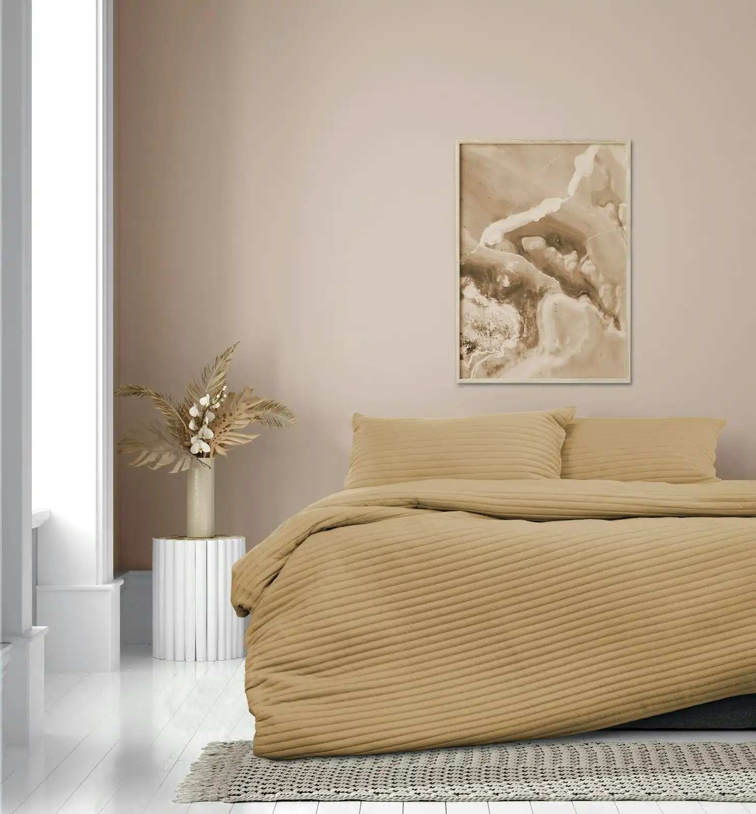 Ardor Boudoir London Queen Bed Microfibre Quilt Cover w/ 2x Pillowcases Cinnamon