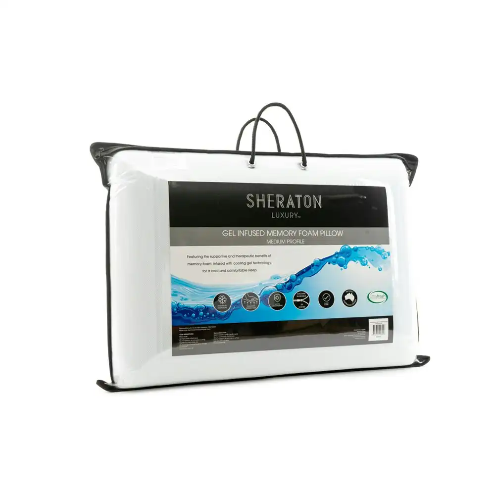 Sheraton Luxury Gel Infused Memory Foam Pillow 60cm w/ Cooling Gel Tech Standard
