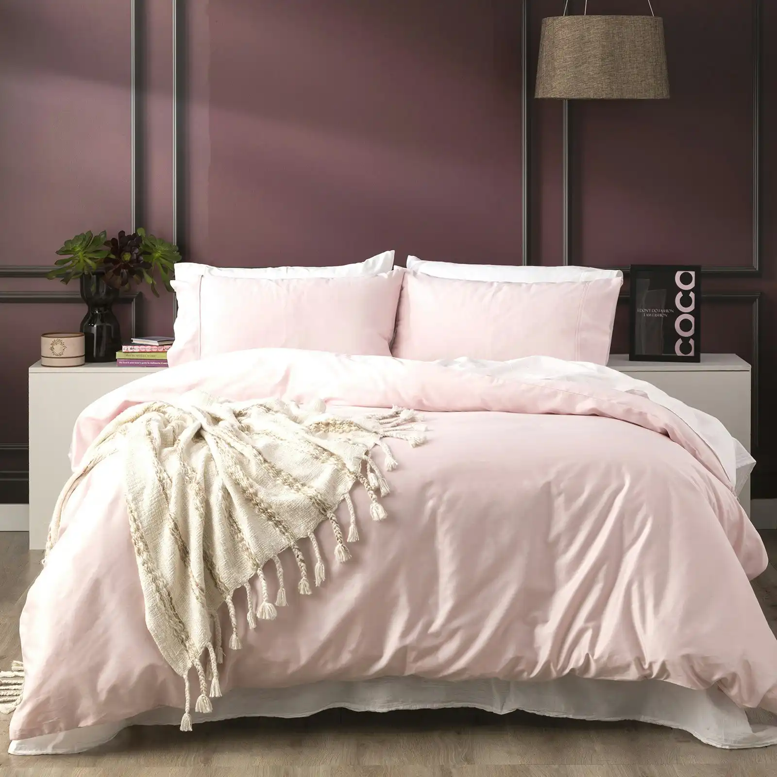 Park Avenue 500TC Super King Bed Quilt Cover Set Natural Bamboo Cotton Peach