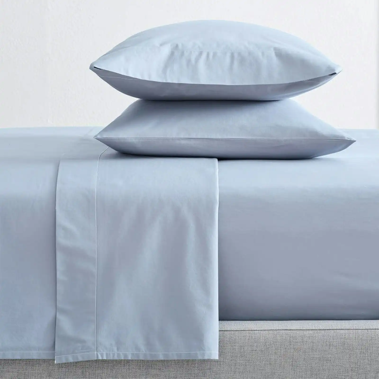 Renee Taylor Queen Sheet/Pillowcases Set 300TC Organic Cotton Bedding Baby Blue