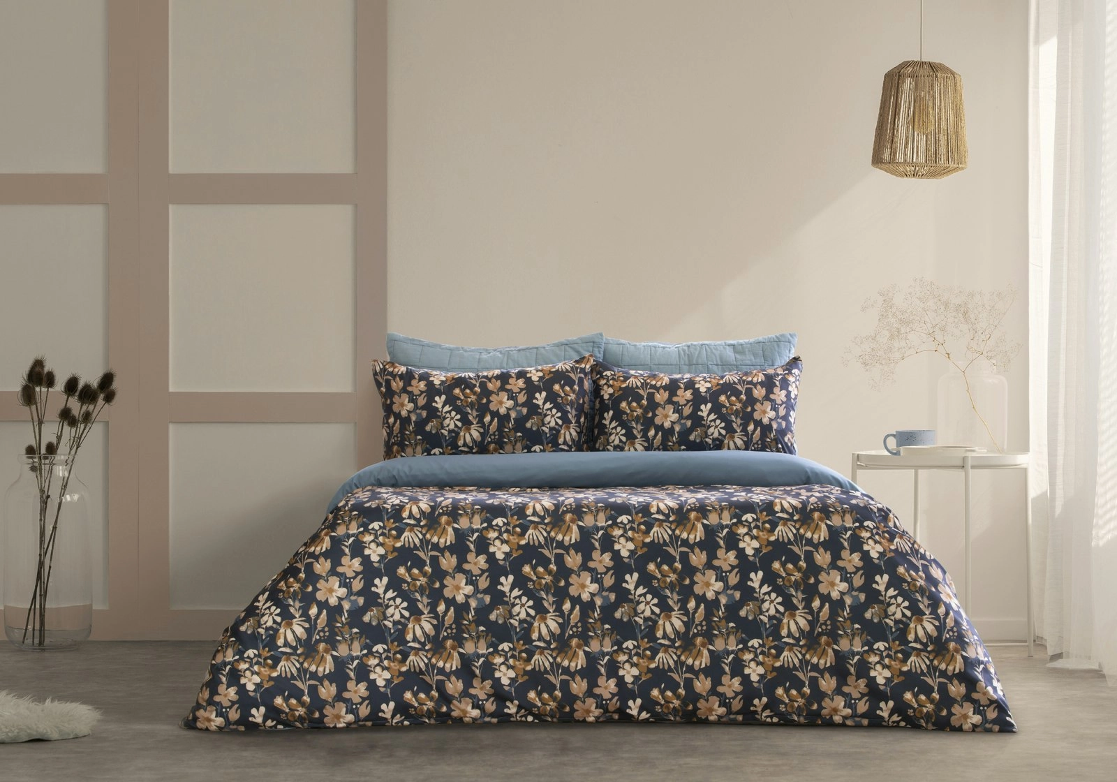 Ardor Boudoir Florentine Printed Home Single Bed Quilt Cover Set Microfibre Navy