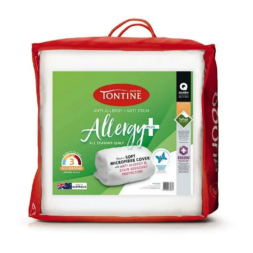 Tontine 210x210cm Allergy Plus All Season Microfibre Quilt Home Queen Bed Doona