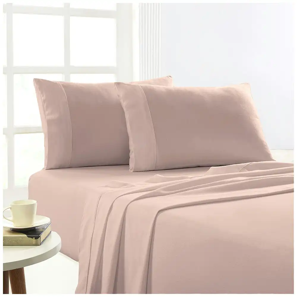 Park Avenue Mega Queen Bed Flannelette Fitted Sheet Set 175GSM EGY Cotton Rose