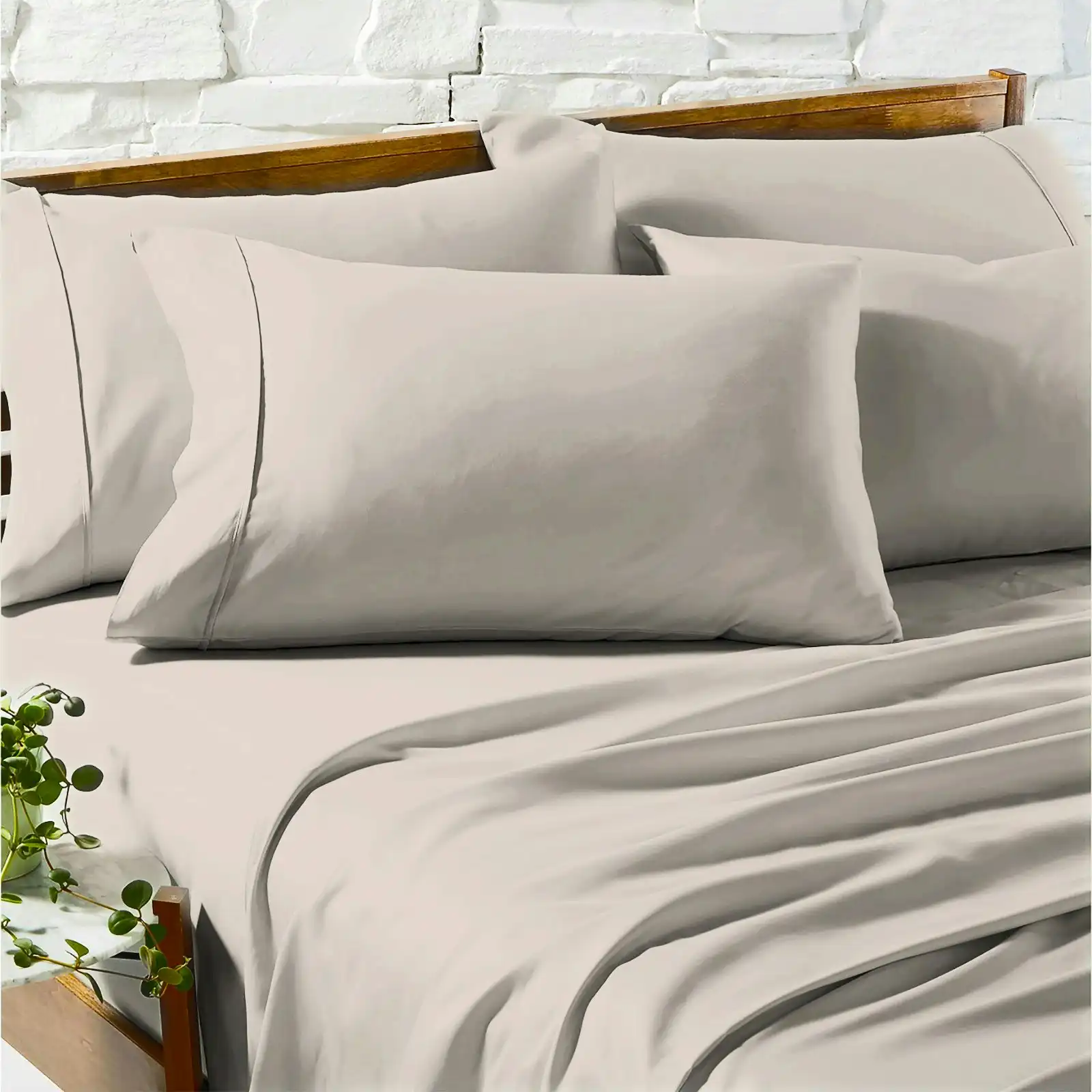 Ddecor Home King Bed Sheet/Pillowcases Set 1200TC Premium Cotton Bedding Taupe