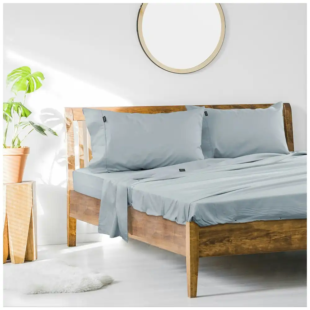 Ardor 1000TC Cotton Rich Queen Bed Sheet Set Home Bedding w/ Pillowcases Blue