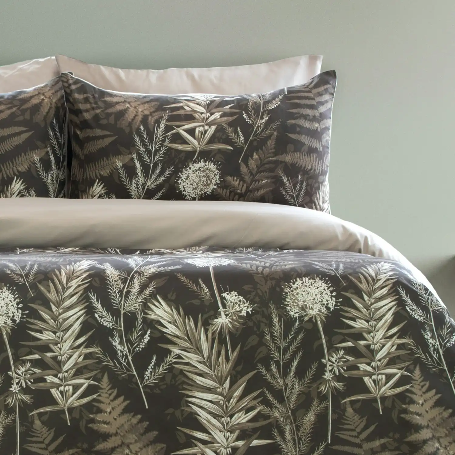Ardor Boudoir Fir Printed Queen Bed Quilt Cover Set Microfibre Bedding Khaki