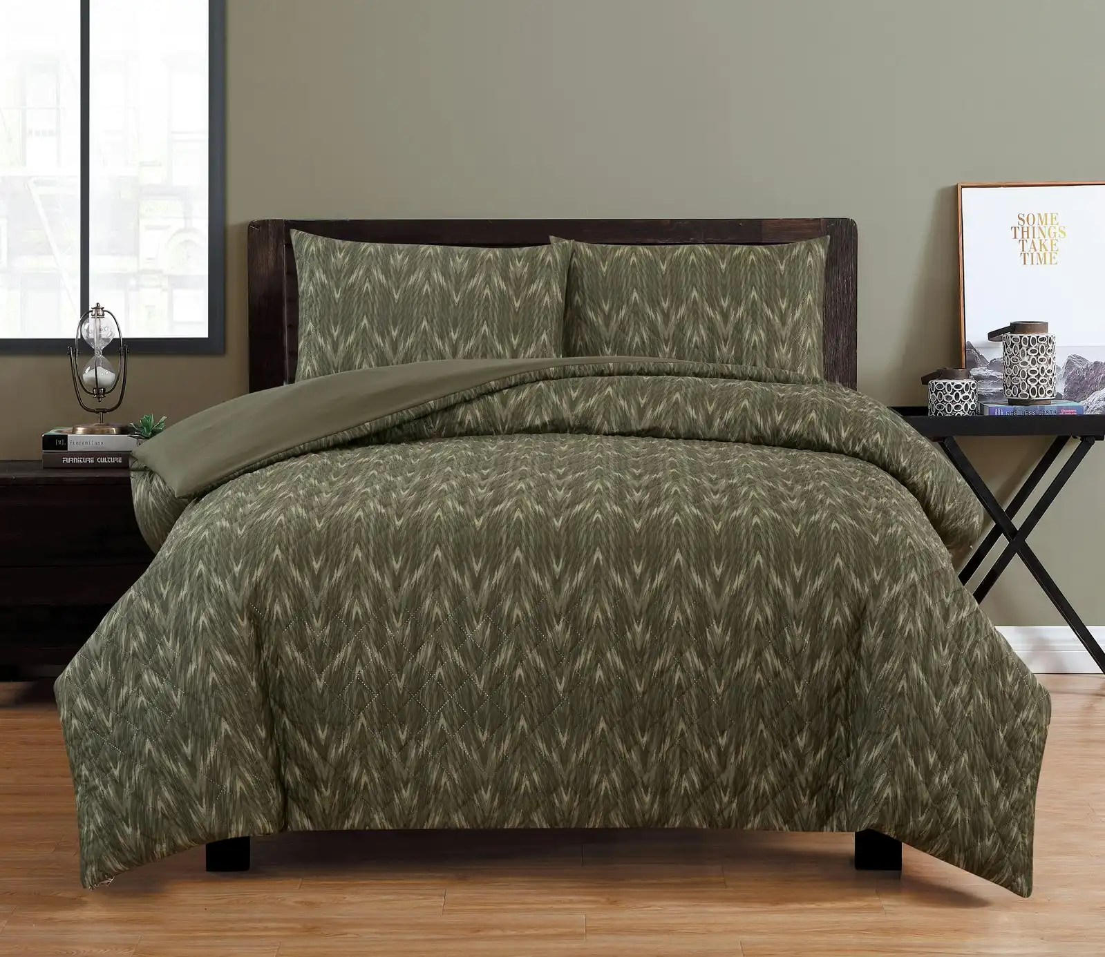 Ardor Boudoir Oak Embossed Queen Bed Quilt Cover/Pillowcases Home Bedding Khaki
