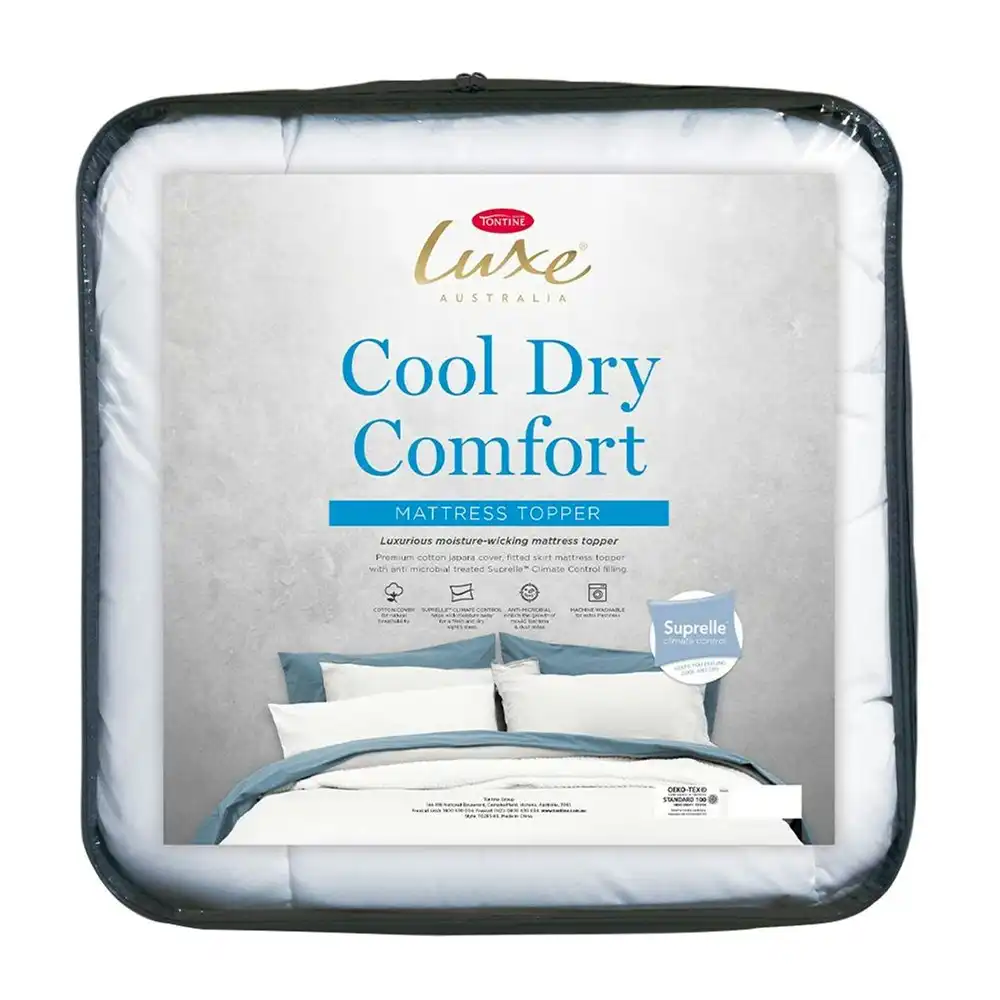 Tontine Luxe Cool Dry Comfort Queen Bed Mattress Topper 152 x 203 cm Bedding