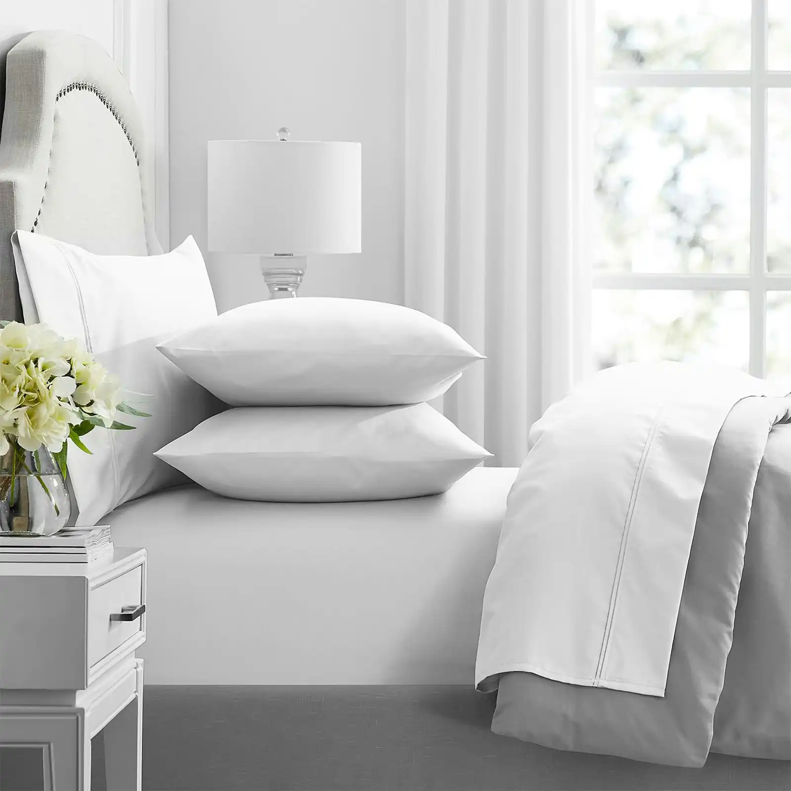 Renee Taylor Mega King Bed Sheet Premium 1000TC  Egyptian Cotton Bedding White