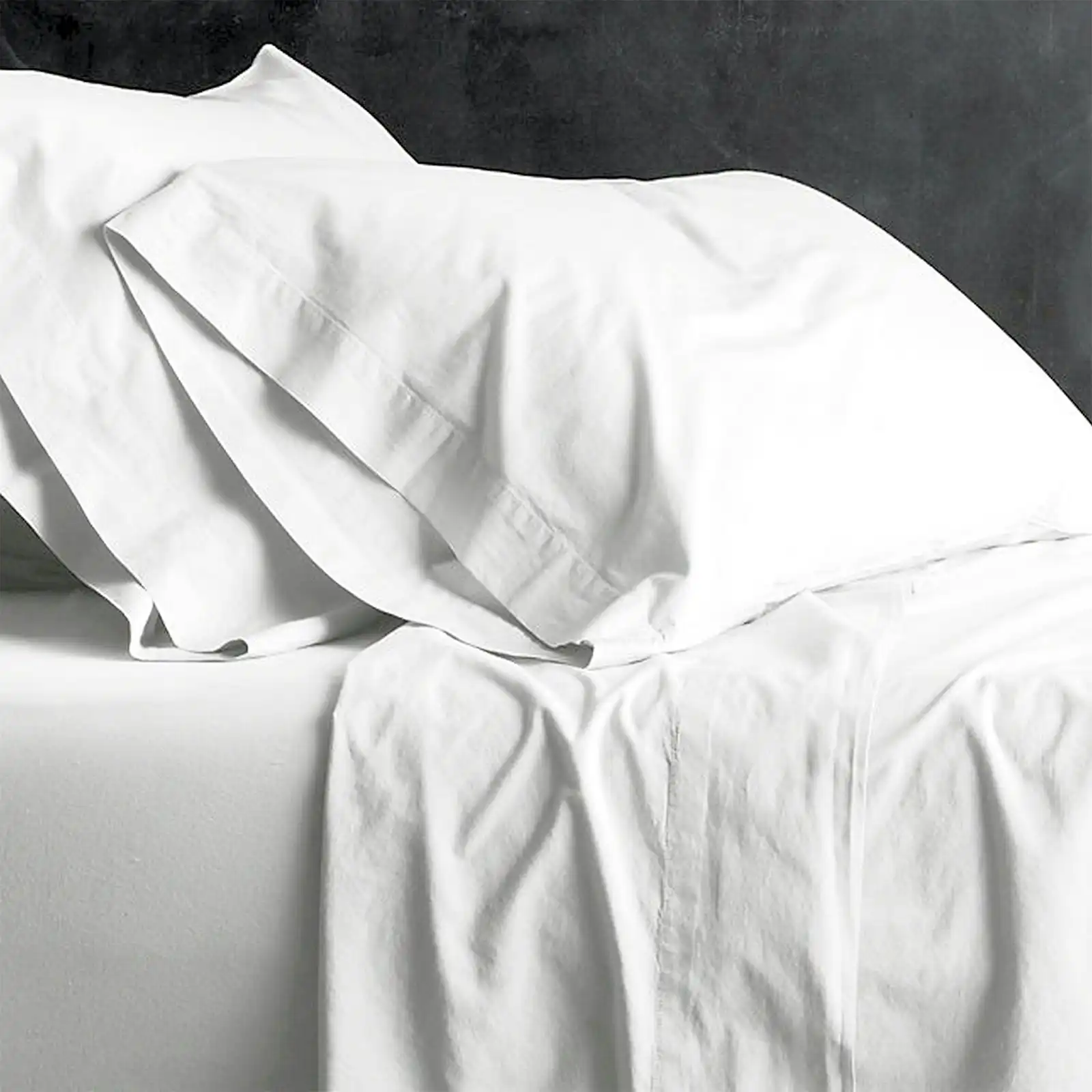 Park Avenue King Bed Sheet Set European Vintage Washed Cotton Home Bedding White
