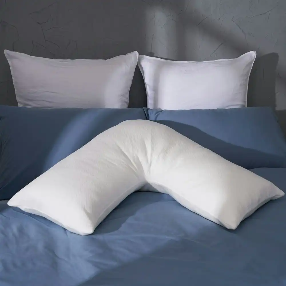 Sheraton Luxury Maison 78cm V-Shape Pillow & Pillowcase/Cover Bed/Bedding White