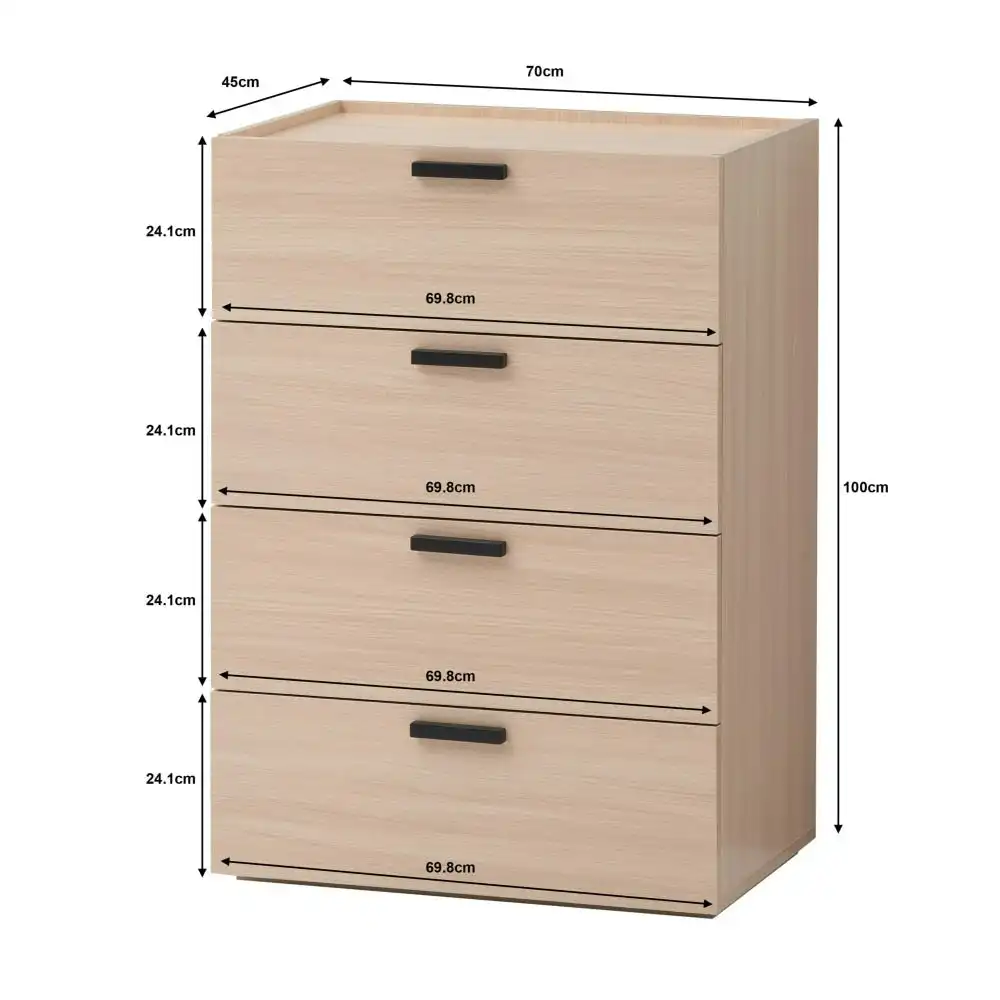 Design Square Keith Chest Of 4-Drawers Tallboy Storage Cabinet - Oak
