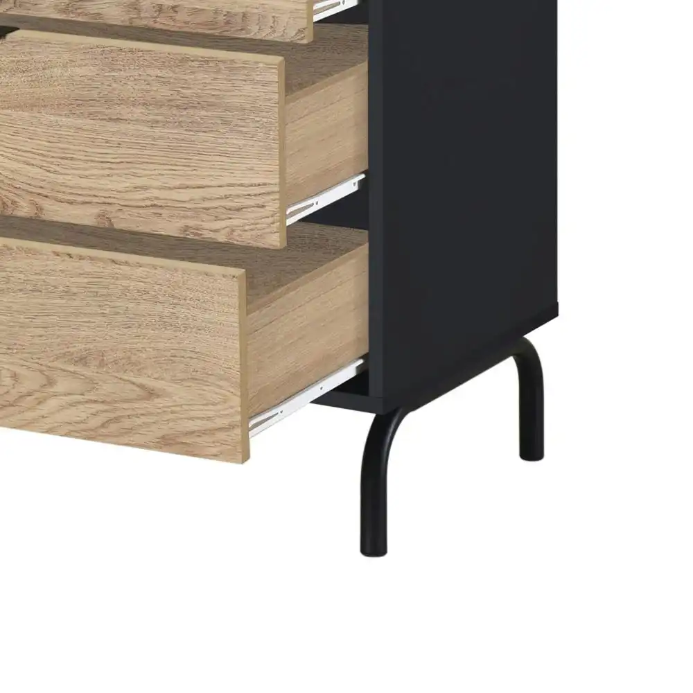Madden Scandinavian Wooden Chest of Drawers Tallboy Storage Cabinet - Oak & Black