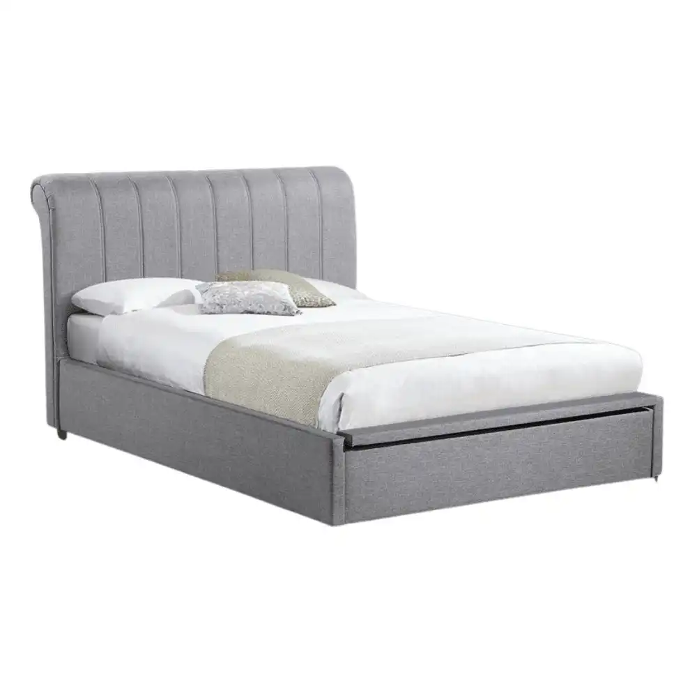 Daniela Modern Fabric Gas Lift Bed Frame Queen Size - Light Grey