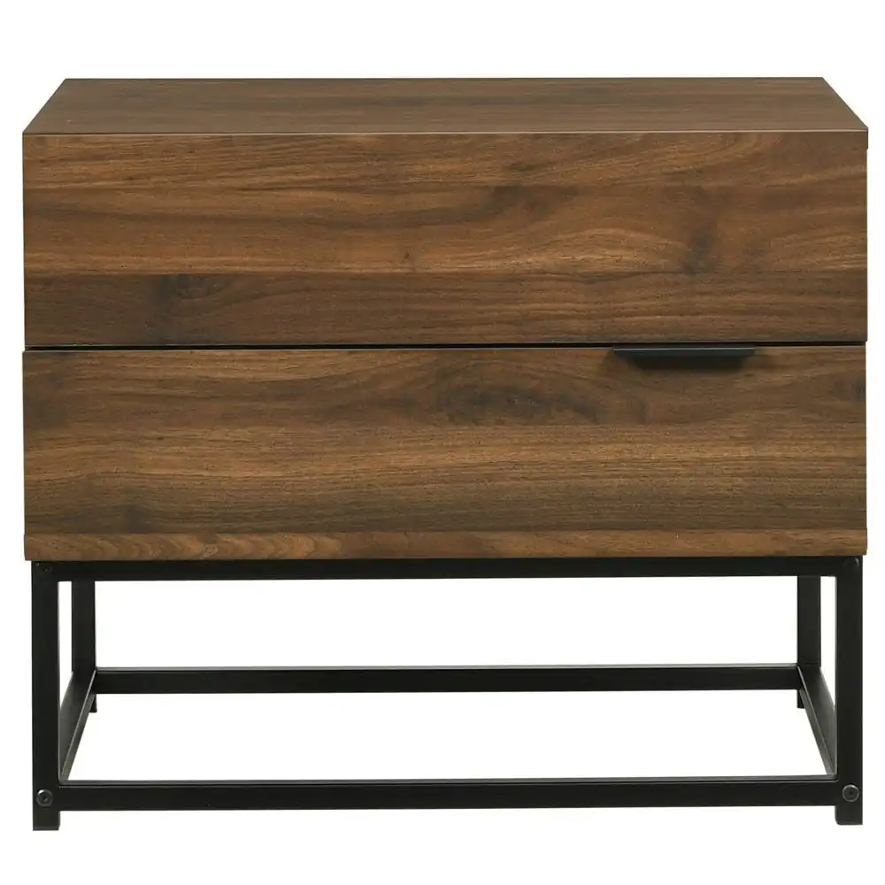 Design Square Lucia Nightstand Bedside Side Table W/ 2-Drawers - Walut