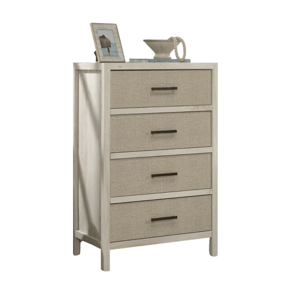 Design Square Isla Chest Of 4-Drawers Tallboy Storage Cabinet - Chalked Chestnut