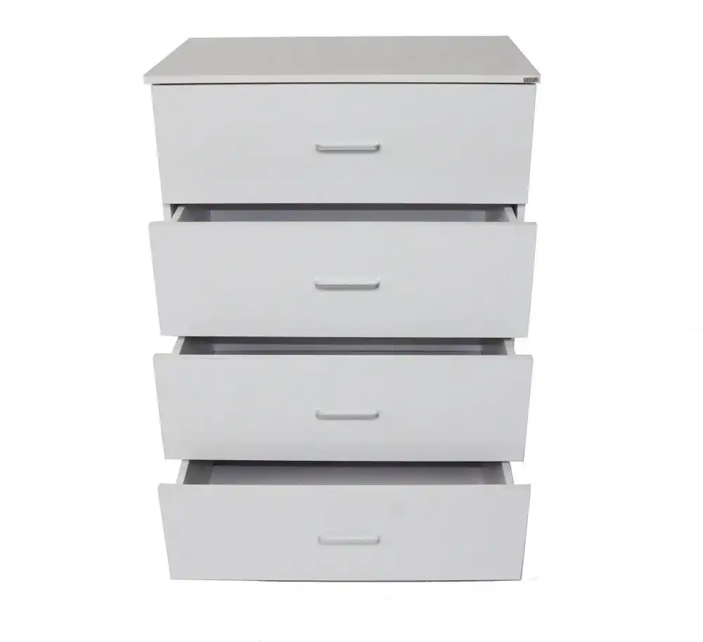 Design Square Modern 4-Drawer Chest Tallboy Storage Cabinet - White