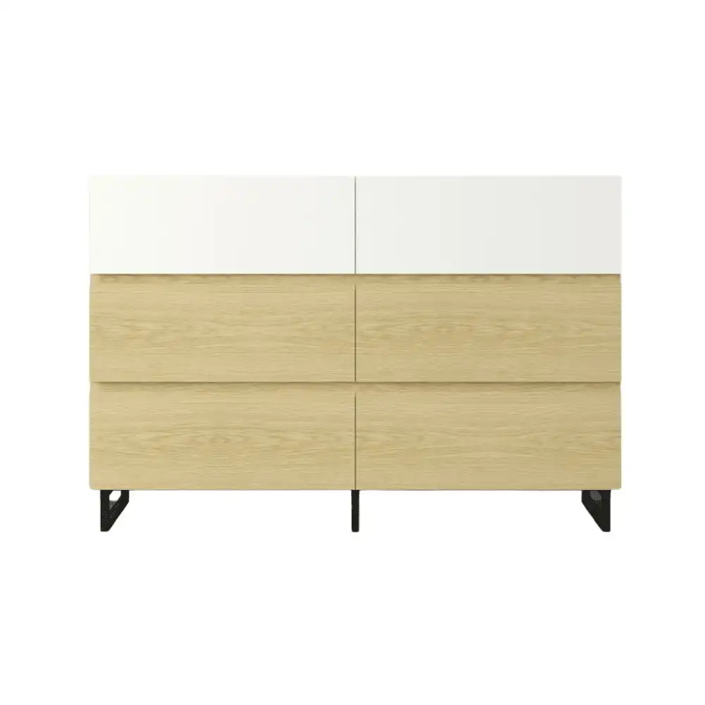 Design Square Otis Dresser Chest of 6-Drawers Storage Cabinet - Oak/White