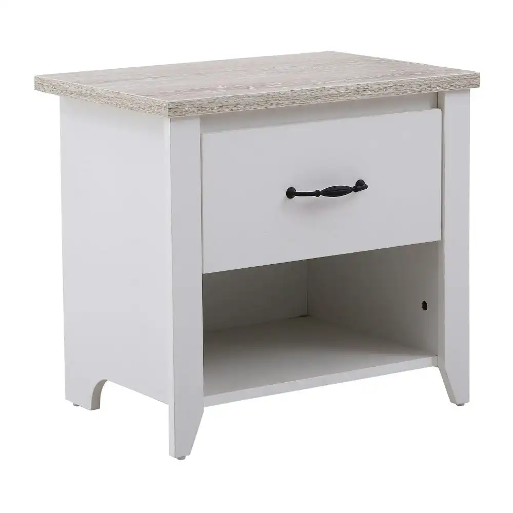 Design Square Modern Bedside Nightstand Side Table W/ 1-Drawer - White