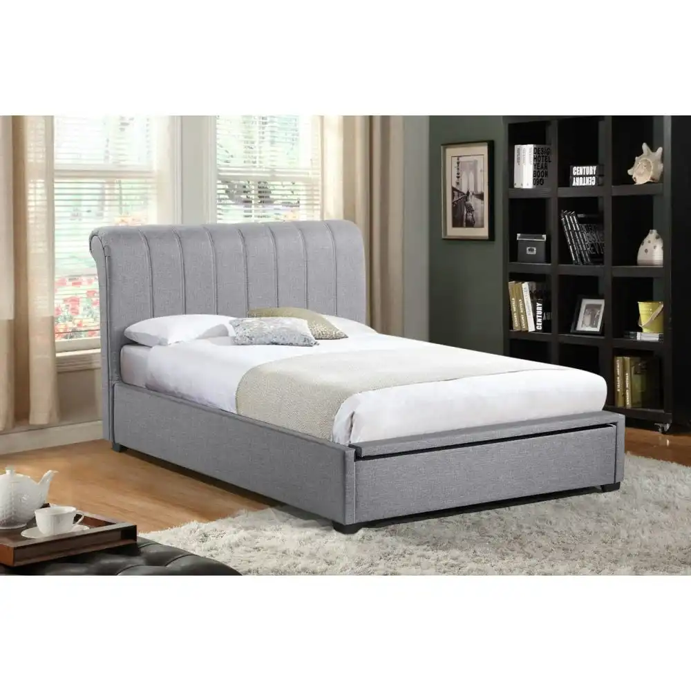 Our Home Daniela Modern Fabric Gas Lift Bed Frame Double Size - Light Grey