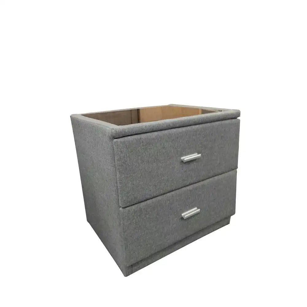Our Home Elena Fabric 2-Drawers Bedside Nightstand Side Table - Light Grey