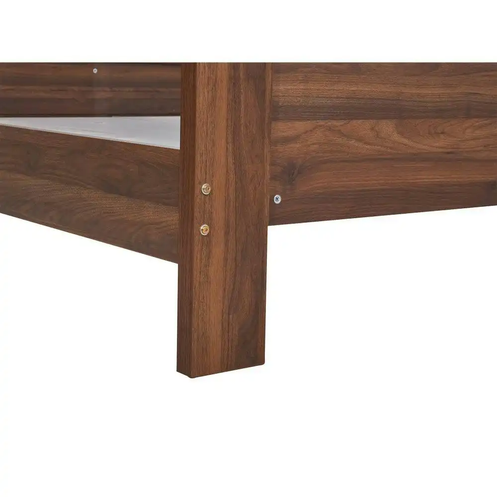 Modern Wooden Bed Frame Double Size W/ Headboard - Walnut
