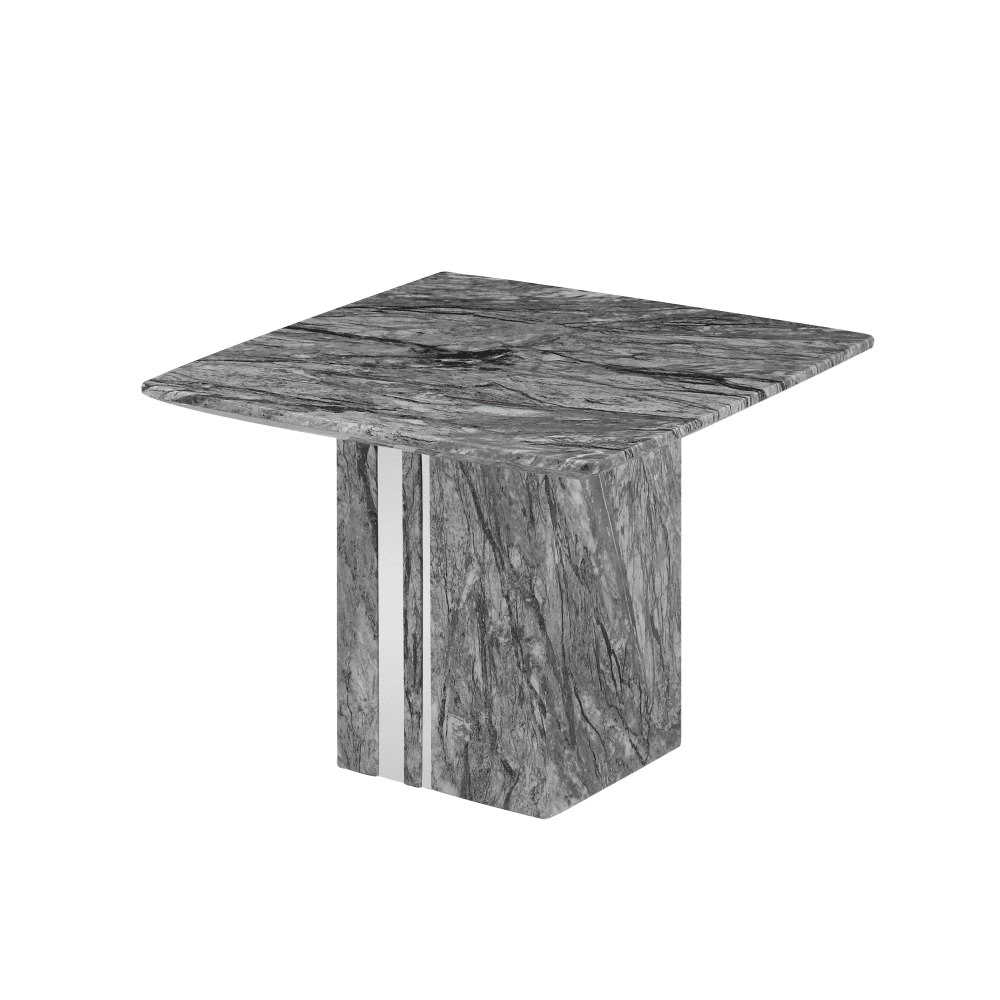 Our Home Valeria Luxurious Marble Foil Square Lamp End Side Table - Grey