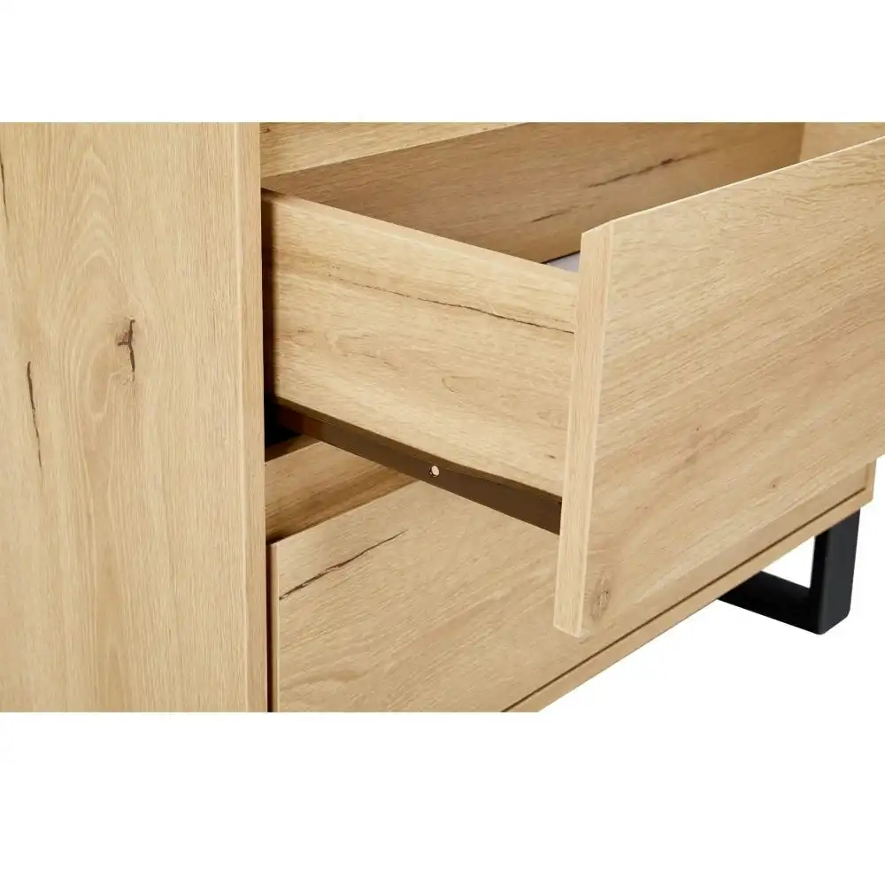 Design Square Wooden Dresser Chest Of 6-Drawers Lowboy Storage Cabinet W/ Mirror - Natural