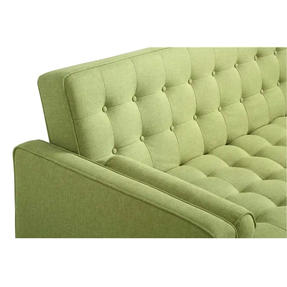 Design Square Designer Modern Scandinavian Fabric 3-Seater Sofa Bed - Green