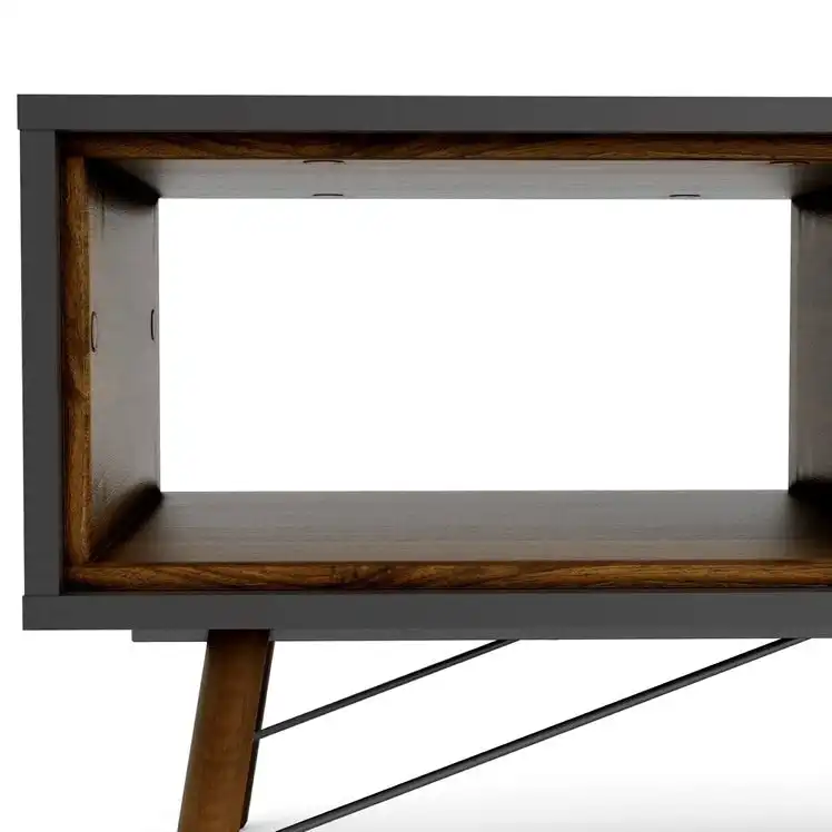 Silas Wooden Open Shelf Coffee Table W/ 1-Drawer - Black