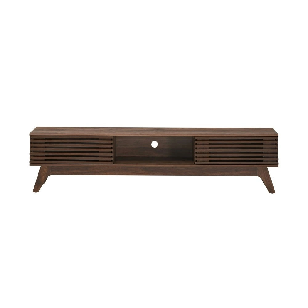 Design Square Camille Wooden Lowline Entertainment Unit TV Stand 180cm W/ 2-Doors - Walnut