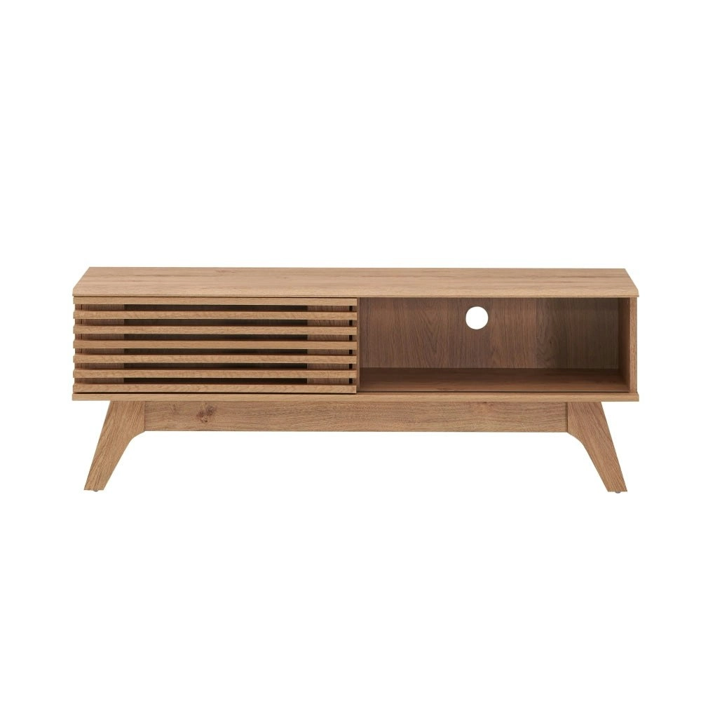 Design Square Camille Wooden Lowline Entertainment Unit TV Stand 120cm W/ 1-Door - Oak