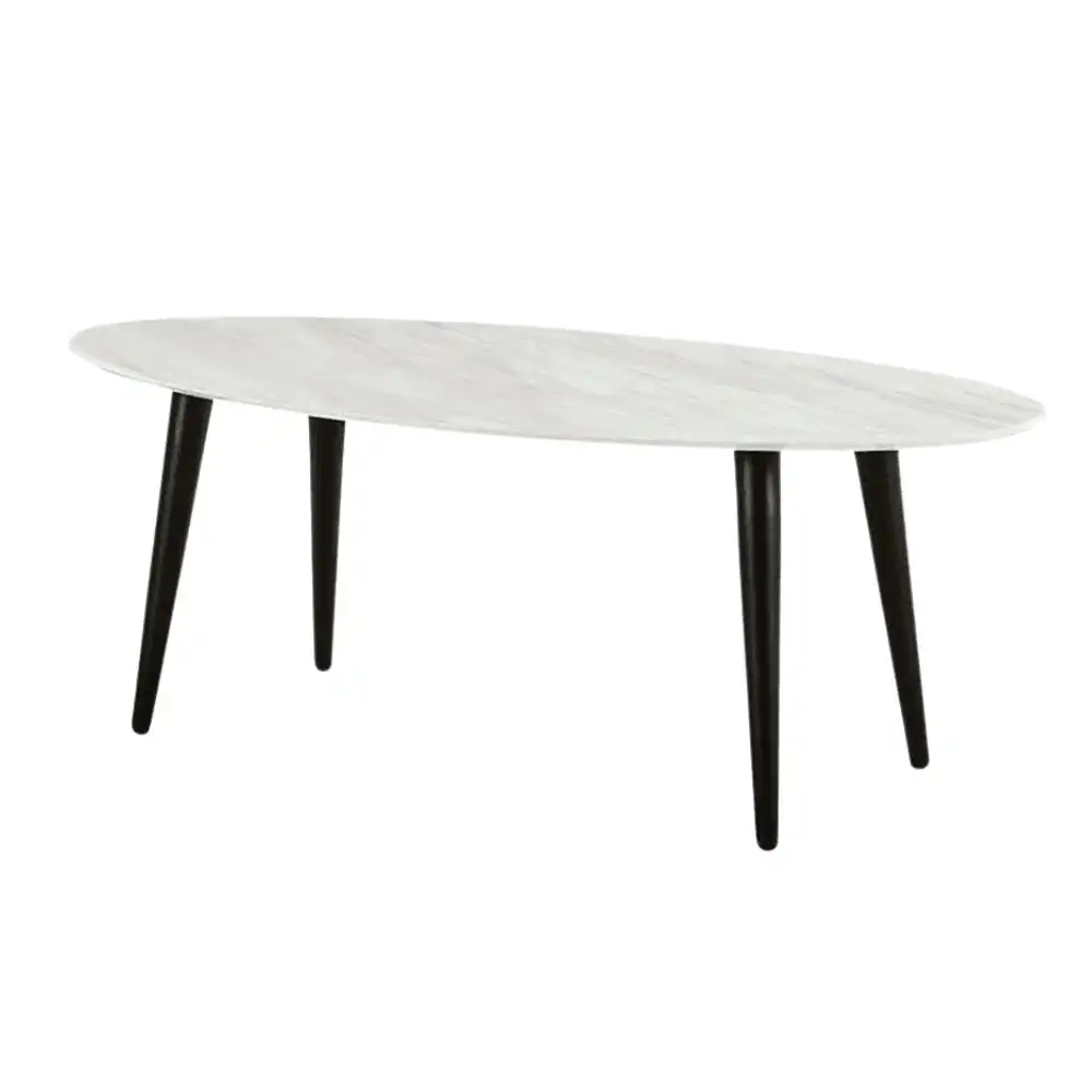 HomeStar Lumy Marble Look Oval Coffee Table Metal Frame - White/Black