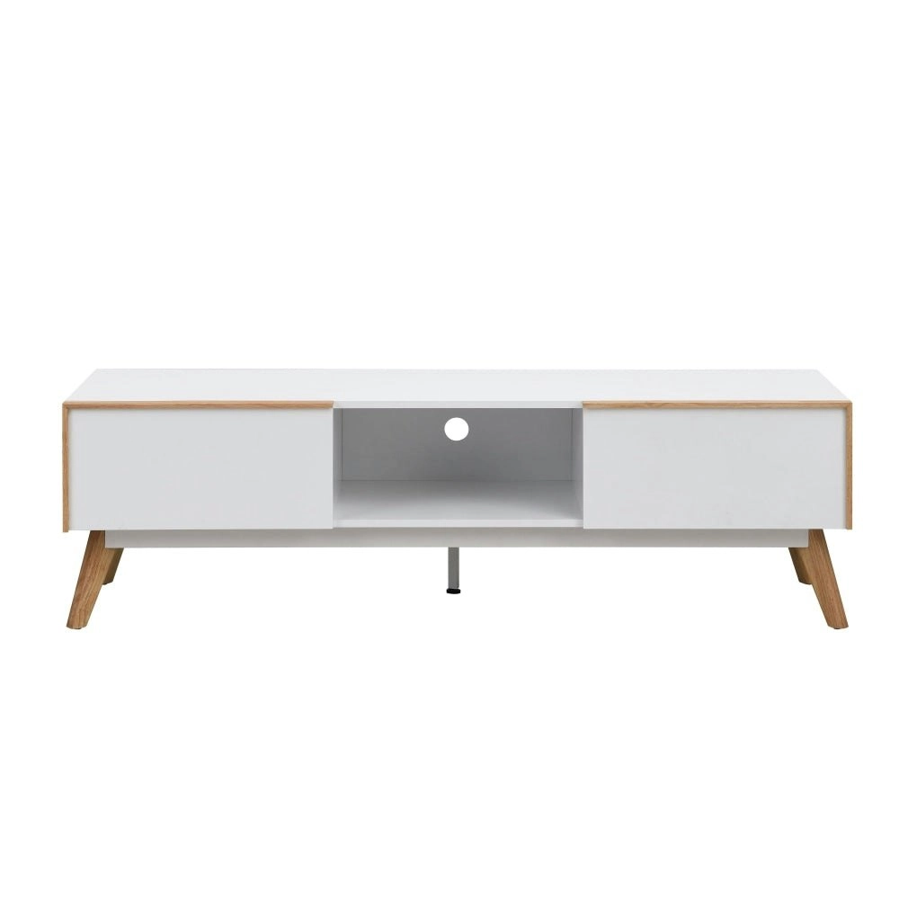 Design Square Autumn Scandinavian Lowline Entertainment Unit TV Stand W/ 2-Drawers 150cm - White/Oak