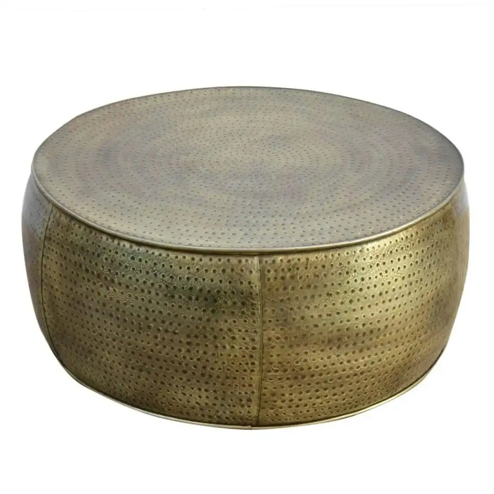 Titan Brass Hammered Look Round Metal Coffee Table 80cm