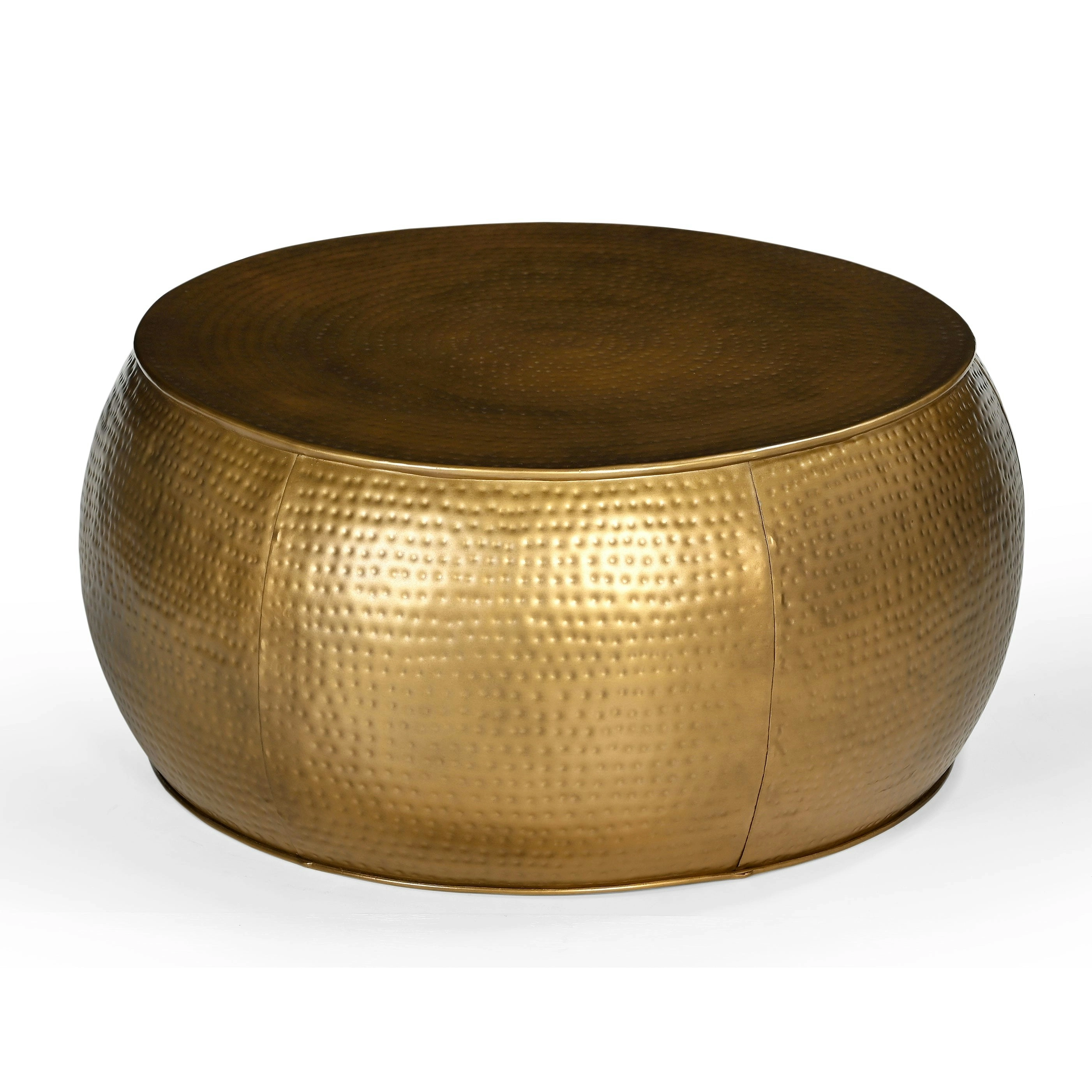 Titan Brass Hammered Look Round Metal Coffee Table 80cm