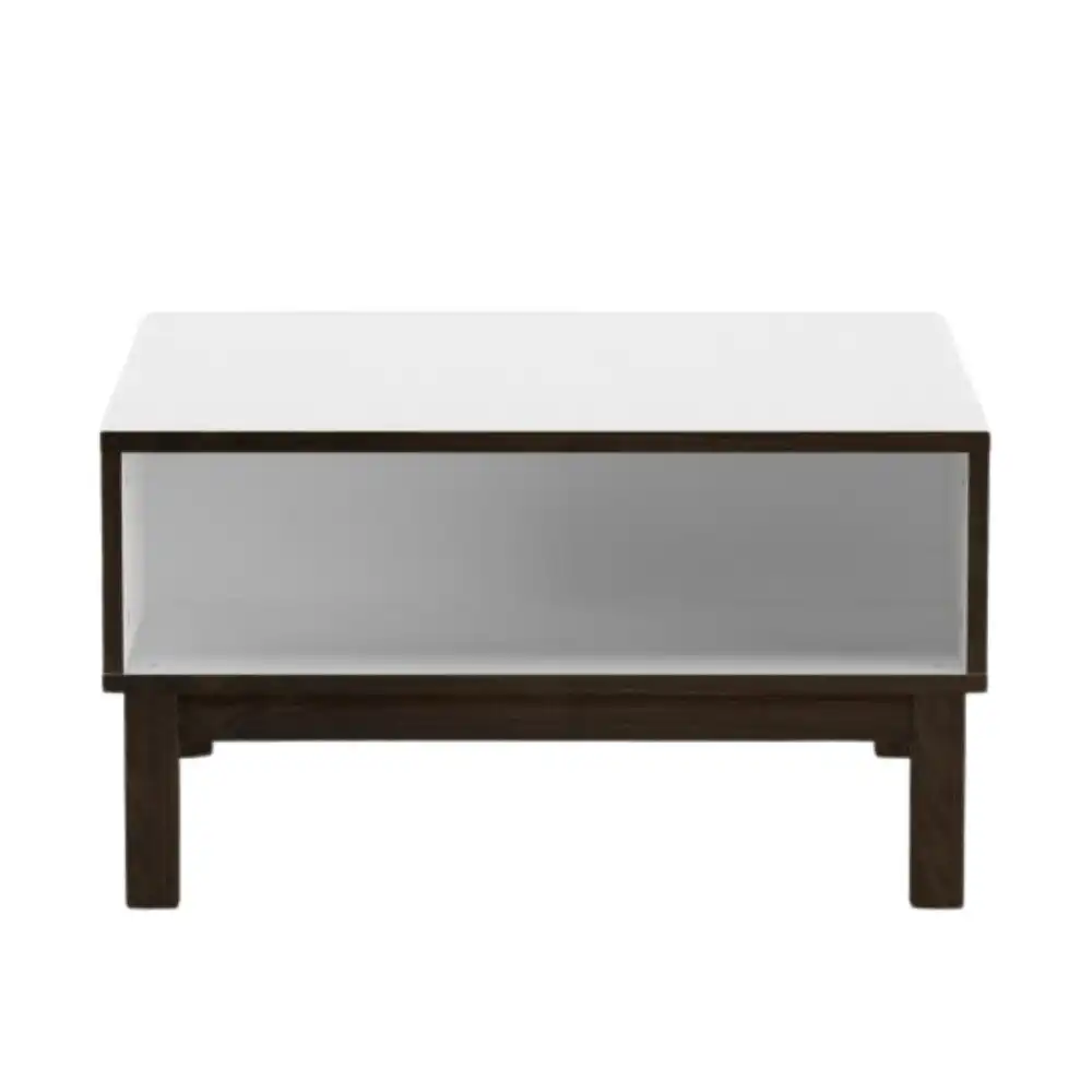 Design Square Maisie Square Wooden Open Shelf Coffee Table - White/Walnut