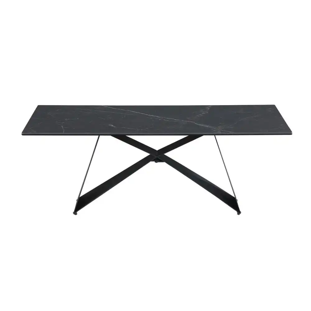 Raimon Furniture Moon Rectangular Coffee Table Ceramic Tempered Glass - Sable Black