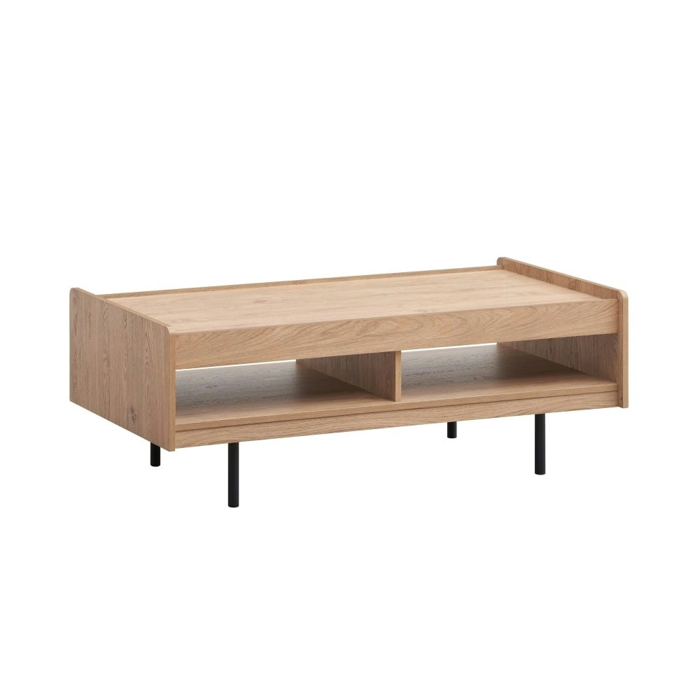 Design Square Tim Wooden Open Shelf Rectangular Coffee Table - Oak