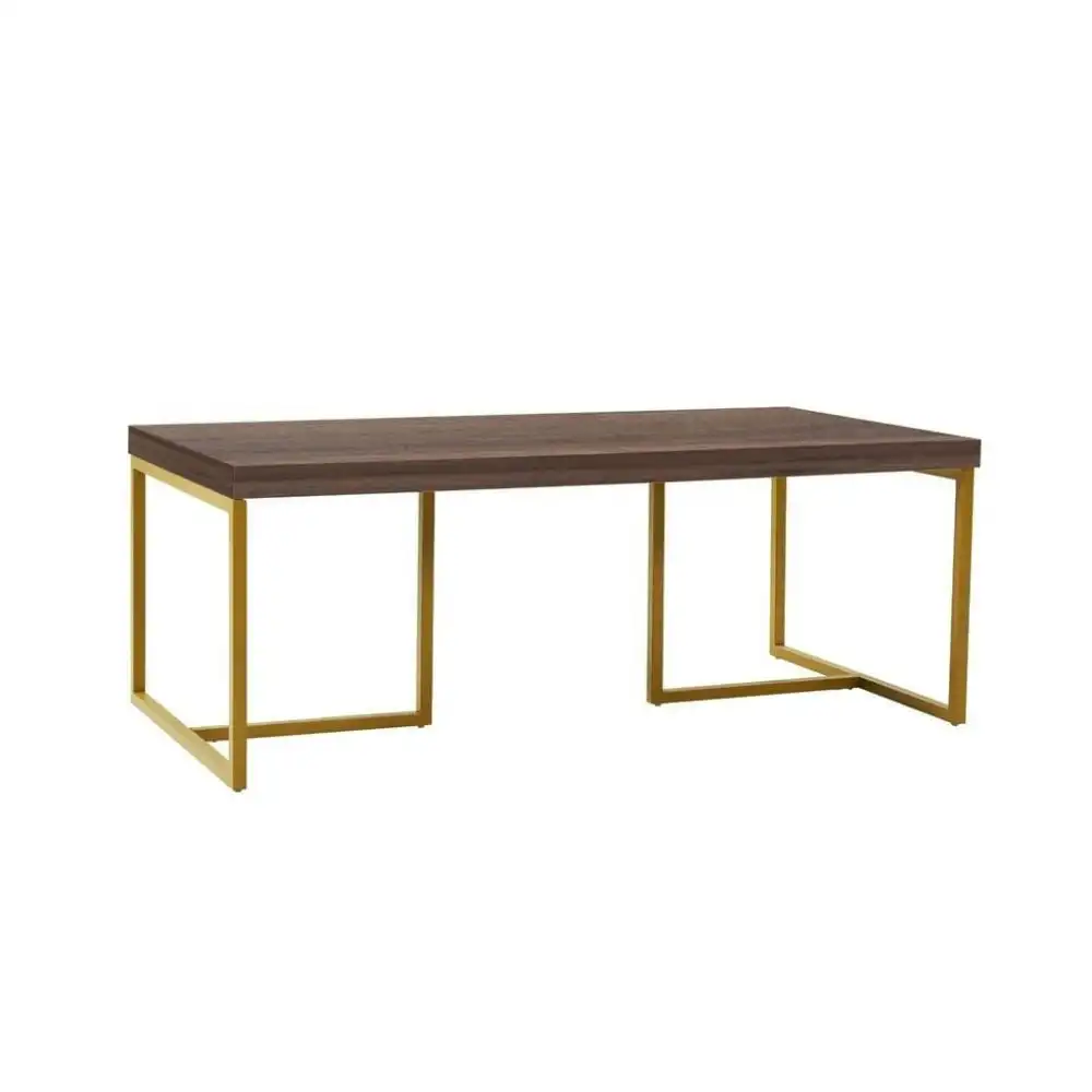 Design Square Rectangular Coffee Table Metal Frame - Grey & Gold
