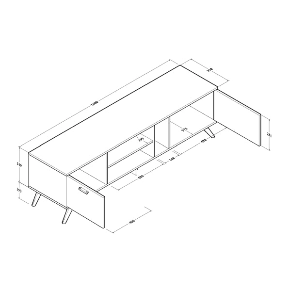 Abby TV Stand Cabinet Entertainment Unit 1.6m - Oak & White