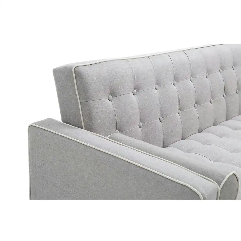Design Square Designer Modern Scandinavian Fabric 3-Seater Sofa Bed - Grey