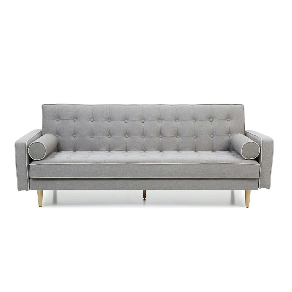 Design Square Designer Modern Scandinavian Fabric 3-Seater Sofa Bed - Grey