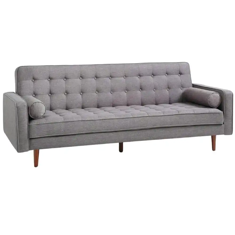 Design Square Designer Modern Scandinavian Fabric 3-Seater Sofa Bed - Dark Grey